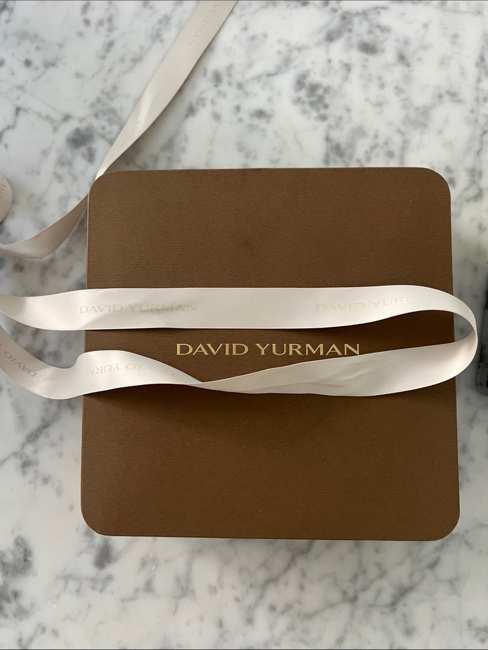 David Yurman Brown Box with Cream Branded Ribbon
